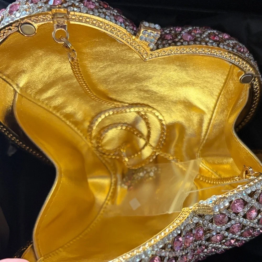 Hand Placed Crystal and Pink Jewel Handbag Clutch | NWOT | OS